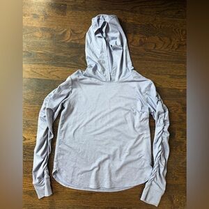 Athleta Girl Blue Ruched Sleeve Hoodie